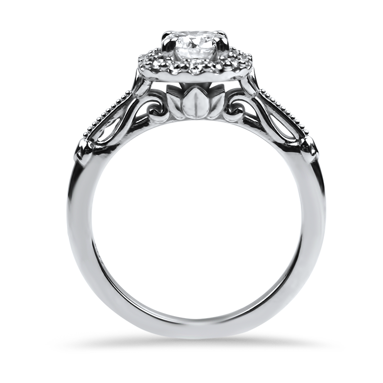 1870 Collection Engagement Ring 1870 Collection 14k White Gold .48ct Round Diamond Halo Engagement Ring 6.5
