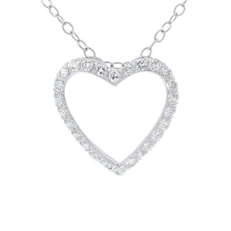 1870 Collection 14k White Gold Diamond Open Heart Pendant Necklace