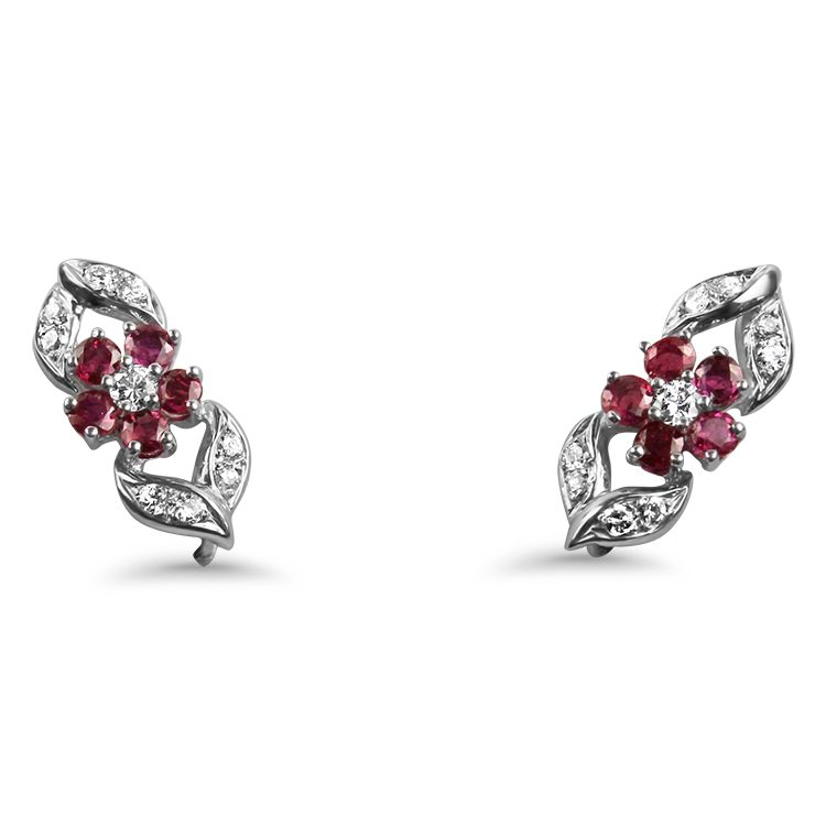 1870 Collection Earring 1870 Collection 14K White Gold Ruby & Diamond Climber Earrings