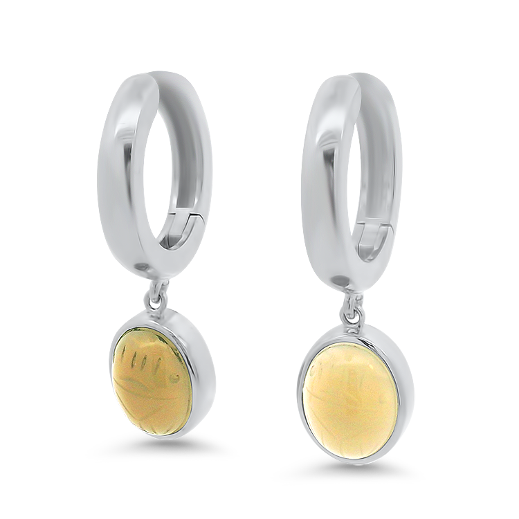 1870 Collection Earring 1870 Collection Sterling Silver Taupe Chalcedony Scarab Drop Earrings