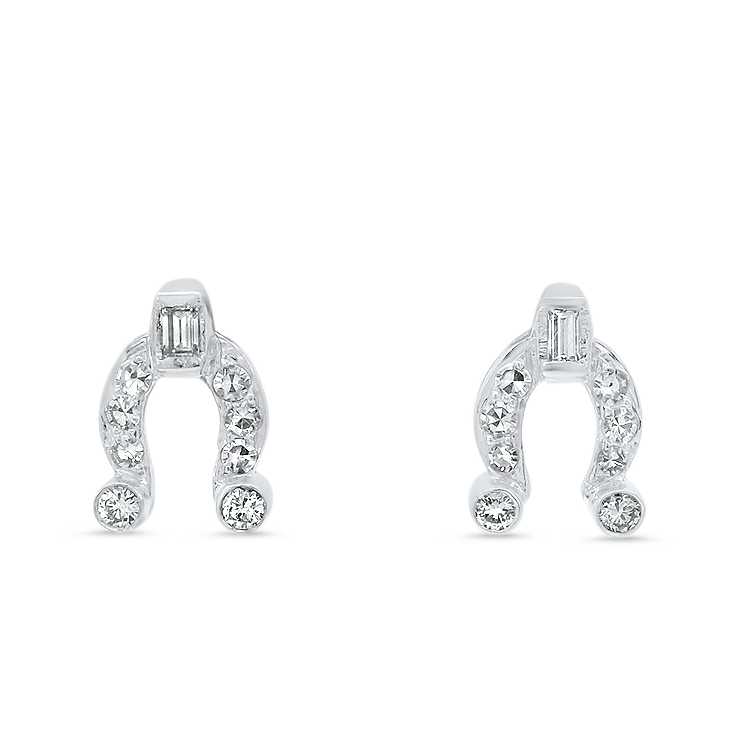 1870 Collection Earring Estate Platinum Diamond Horseshoe Stud Earrings - .36ctw