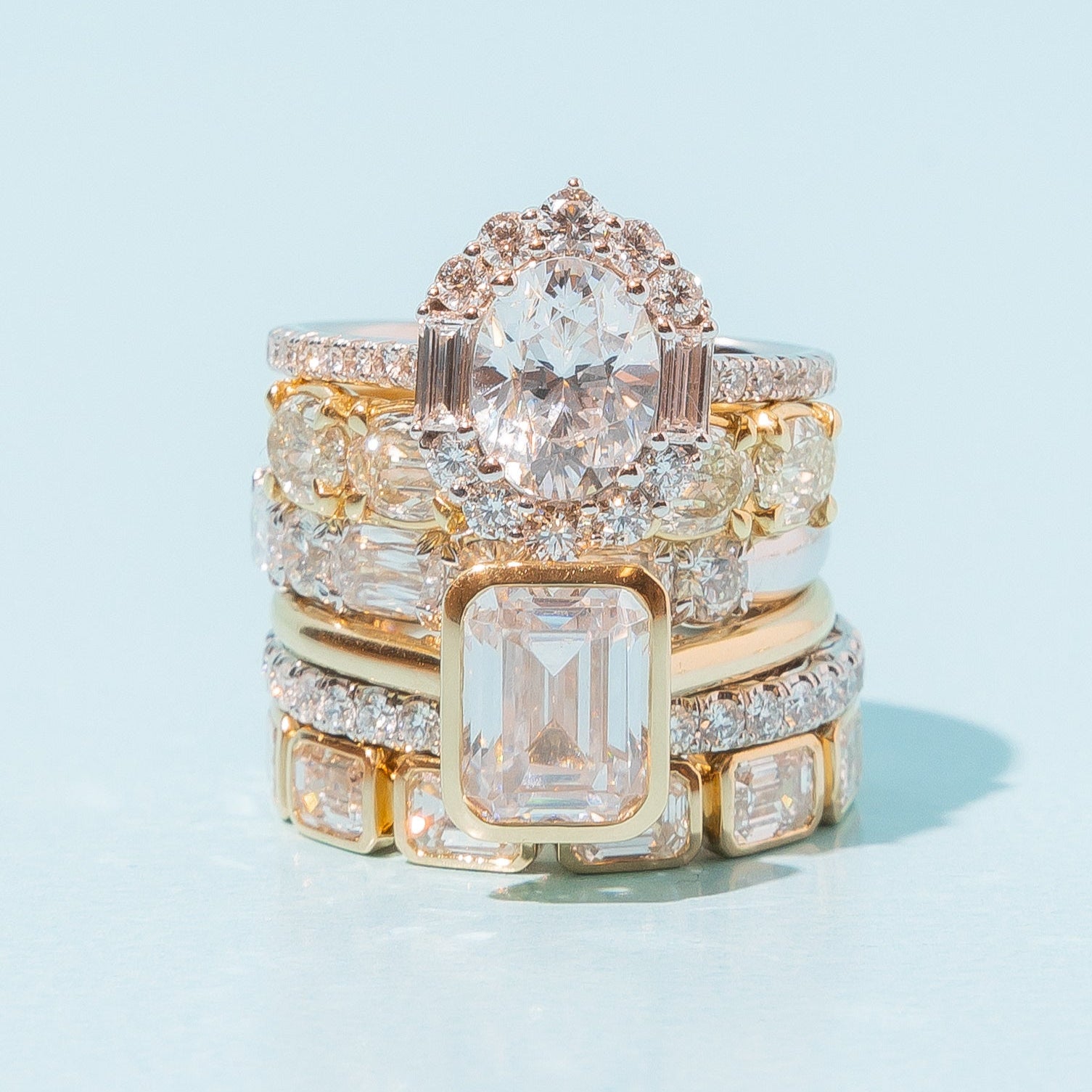 Engagement Ring Halo Bezel Stack