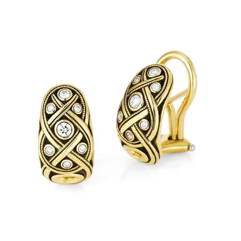Alex Sepkus Earrings Alex Sepkus 18k Yellow Gold Vine Diamond Earrings