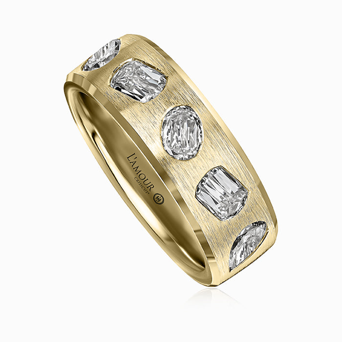 Christopher Designs Bridal Wedding Band Christopher Designs 14k Yellow Gold Crisscut L'Amour Diamond Wedding Band 10.25