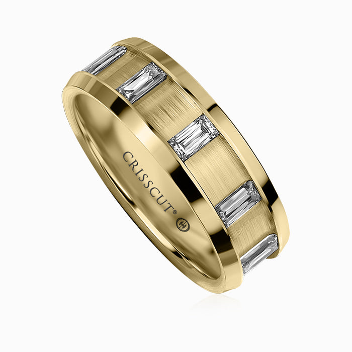 Christopher Designs Bridal Wedding Band Christopher Designs 14k Yellow Gold Crisscut L'Amour Diamond Wedding Band 10.25