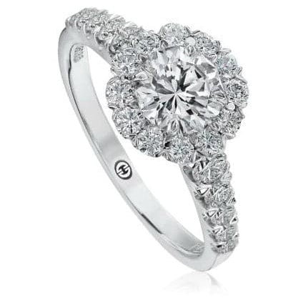 Christopher Designs Bridal Engagement Ring Christopher Designs 18K White Gold Crisscut Round .72ct Halo Engagement Ring 6.0