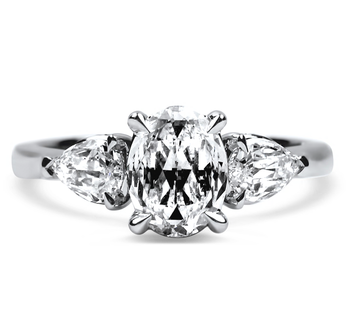 Christopher Designs Bridal Engagement Ring Christopher Designs 18K White Gold L'Amour Crisscut Oval & Pear Diamond Engagement Ring 6.25
