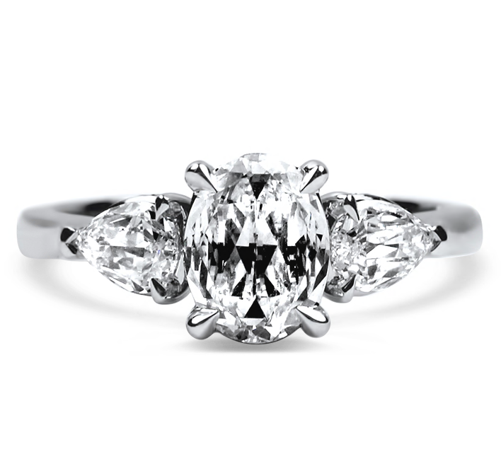 Christopher Designs 18K White Gold L'Amour Crisscut Oval Pear
