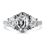 Christopher Designs Bridal Engagement Ring Christopher Designs 18k White Gold Oval and Cadillac Diamond Three-Stone Engagement Ring 6.5