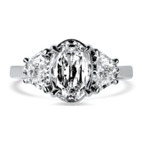 Christopher Designs Bridal Engagement Ring Christopher Designs 18k White Gold Oval and Cadillac Diamond Three-Stone Engagement Ring 6.5