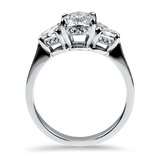 Christopher Designs Bridal Engagement Ring Christopher Designs 18k White Gold Oval and Cadillac Diamond Three-Stone Engagement Ring 6.5