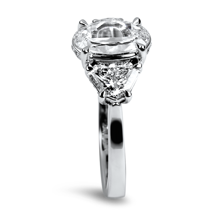 Christopher Designs Bridal Engagement Ring Christopher Designs 18k White Gold Oval and Cadillac Diamond Three-Stone Engagement Ring 6.5