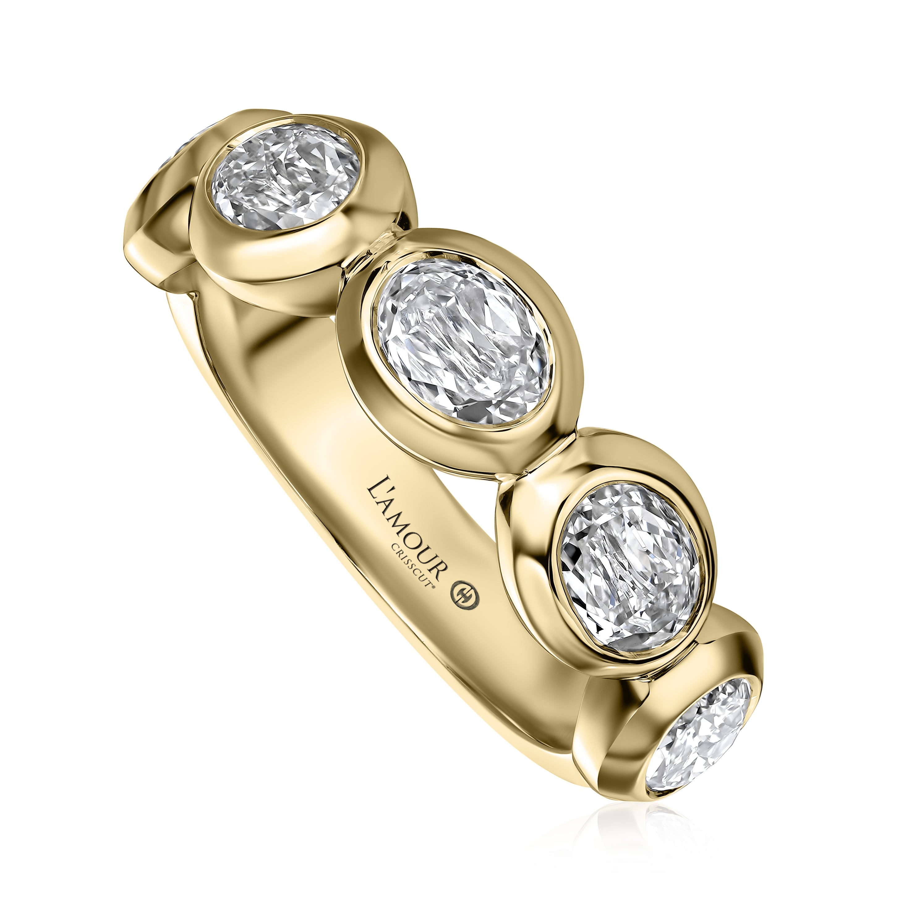 Christopher Designs Bridal Wedding Band Christopher Designs 18k Yellow Gold Oval Crisscut L'Amour Diamond Wedding Band 6.5