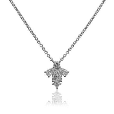 Christopher Designs Necklaces and Pendants Christopher Designs 14k White Gold Diamond Bee Pendant Necklace