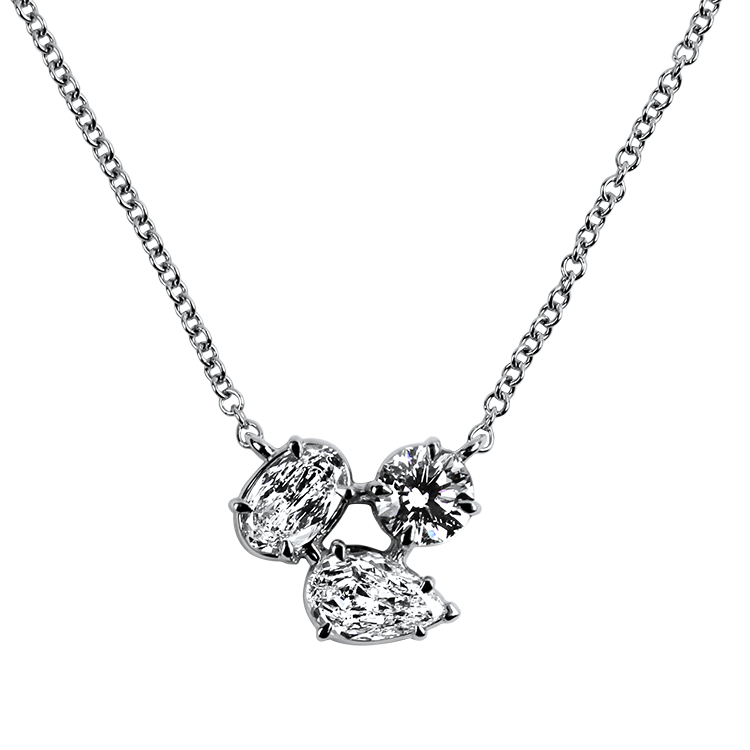 Christopher Designs Necklaces and Pendants Christopher Designs 14k White Gold Diamond Cluster Necklace