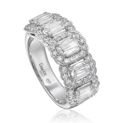 Christopher Designs Ring Christopher Designs 14K White Gold Five L'Amour Crisscut Diamond Band 6.5