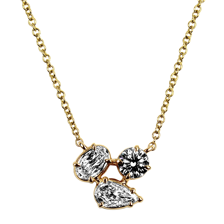 Christopher Designs neckl Christopher Designs 14k Yellow Gold Diamond Cluster Necklace
