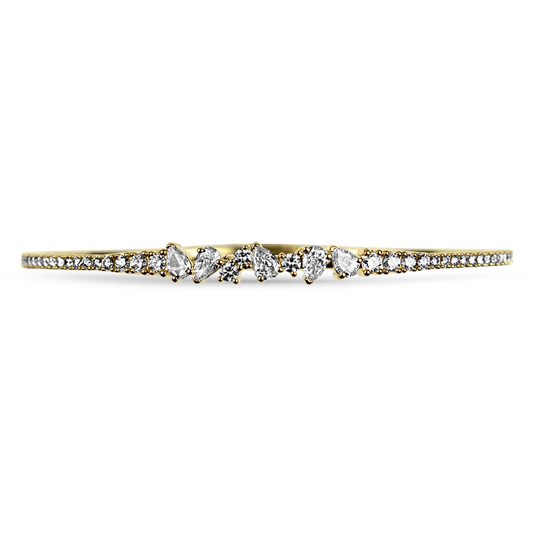 Christopher Designs Bracelet Christopher Designs 14k Yellow Gold Pear and Round Diamond Flexible Bangle Bracelet