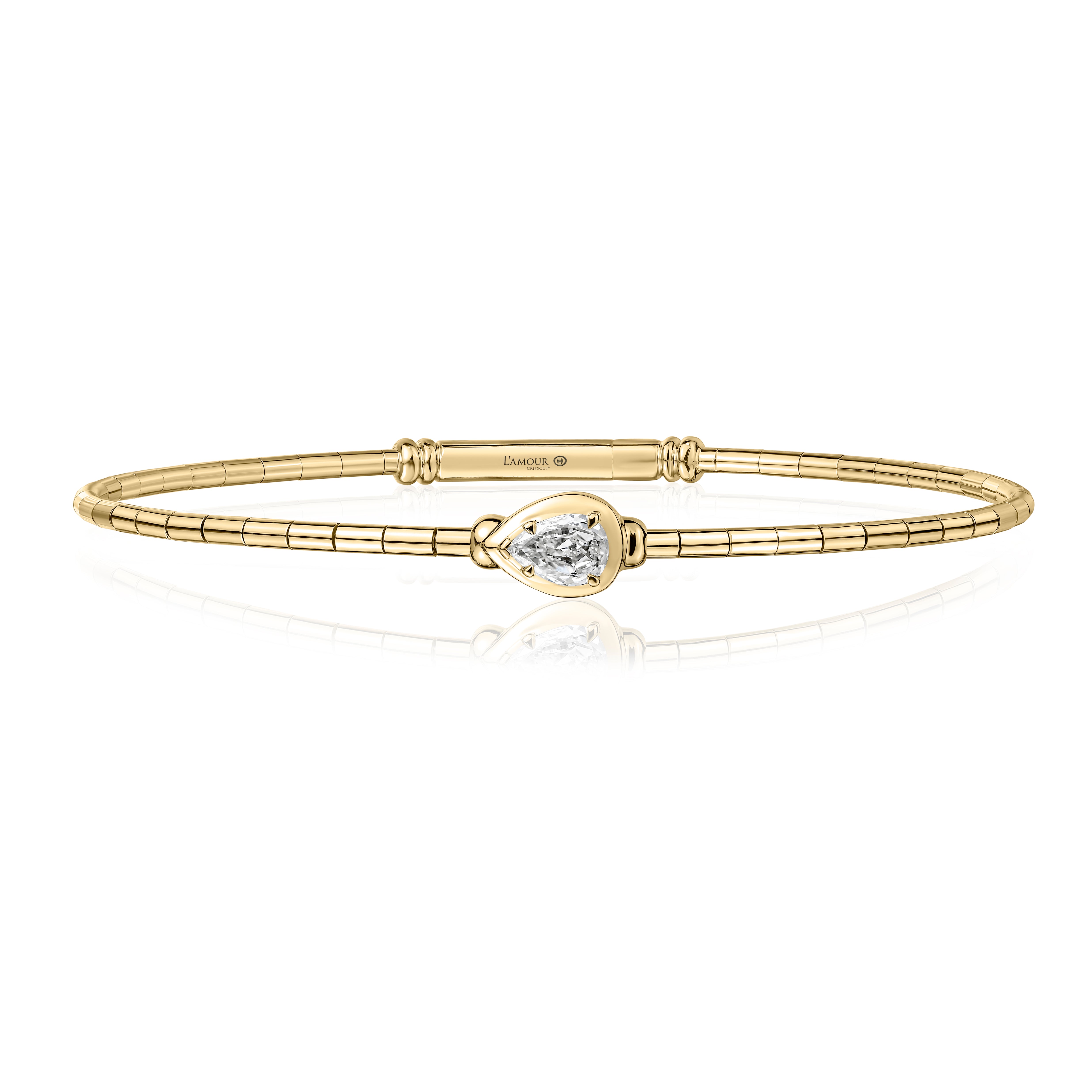 Christopher Designs Bracelet Christopher Designs 14k Yellow Gold Pear Crisscut L'Amour Diamond Bangle Bracelet
