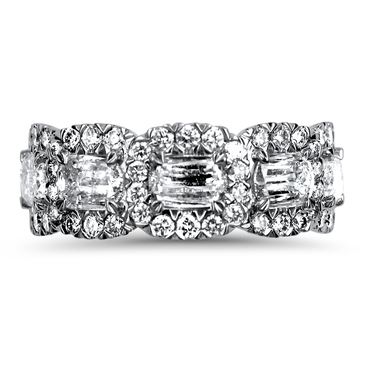 Christopher Designs Ring Christopher Designs 18k White Gold L'Amour Crisscut Five Diamond Halo Anniversary Band 6.5