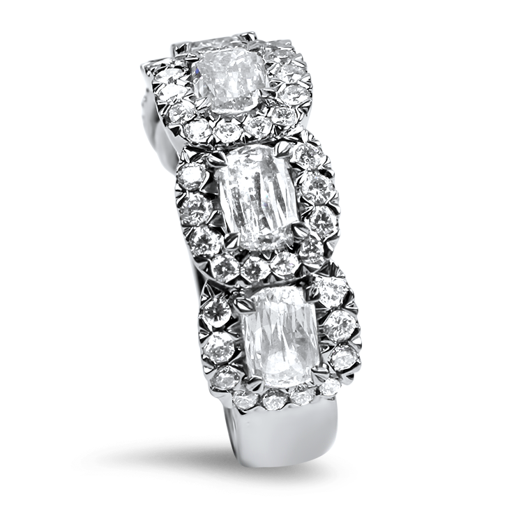 Christopher Designs Ring Christopher Designs 18k White Gold L'Amour Crisscut Five Diamond Halo Anniversary Band 6.5