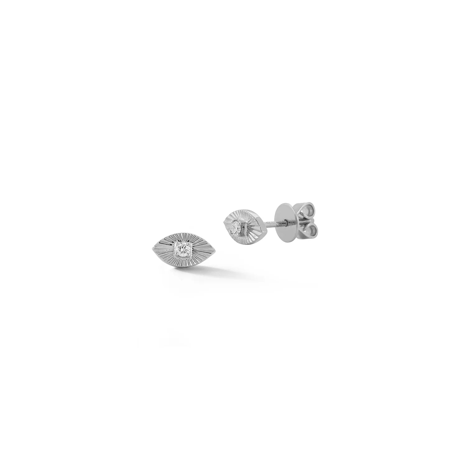 Dana Rebecca Designs Earrings Dana Rebecca 14k White Gold Teddi Paige Fluted Evil Eye Diamond Stud Earrings