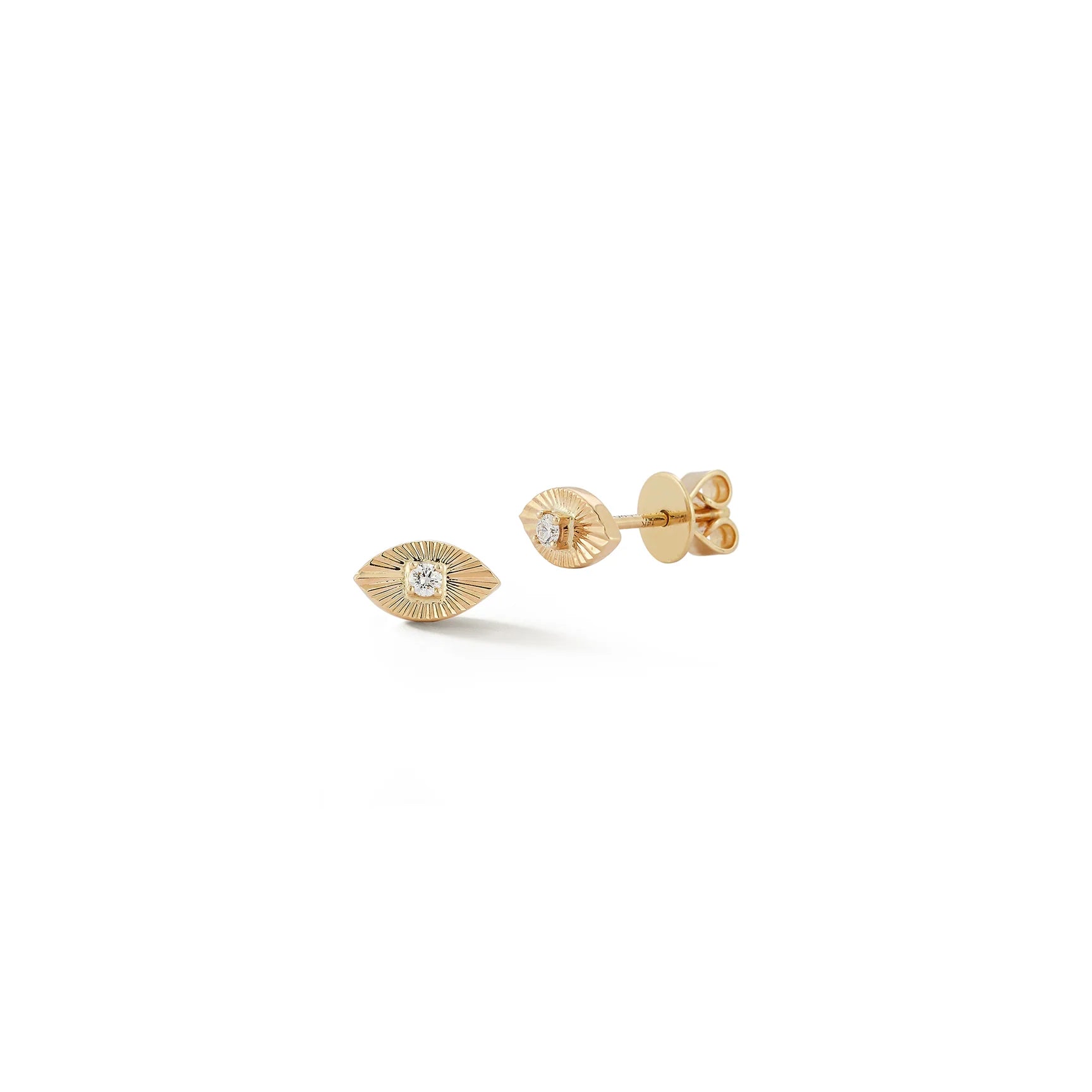 Dana Rebecca Designs Earrings Dana Rebecca 14k Yellow Gold Teddi Paige Fluted Evil Eye Diamond Stud Earrings