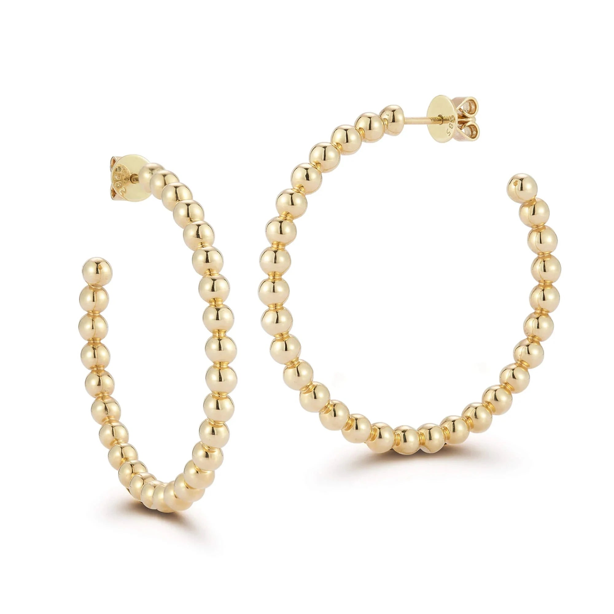 Dana Rebecca Designs Earrings Dana Rebecca Designs Poppy Rae 14k Yellow Gold Large Beaded Hoops