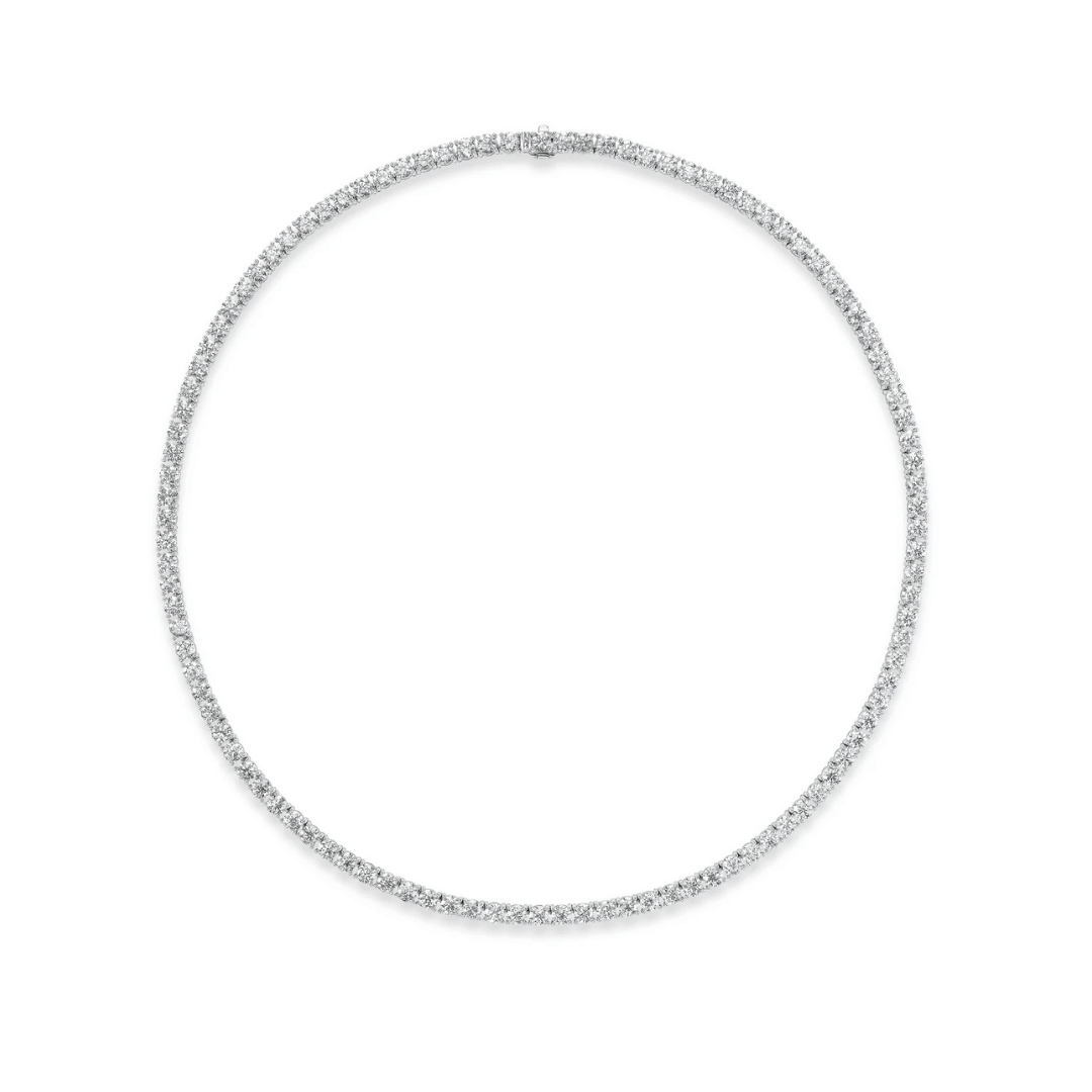 David Weisz Necklaces and Pendants David Weisz and Sons' 18k White Gold Diamond Tennis Necklace - 4.83 ctw