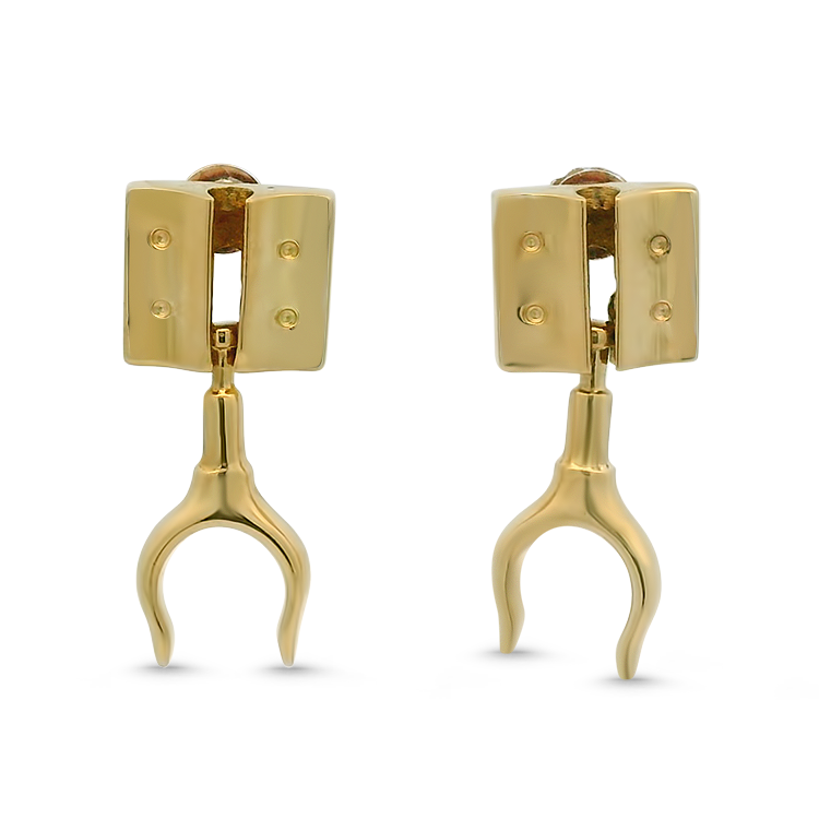 Estate AGA Correa Earring A.G.A. Correa Estate 18k Yellow Gold Oarlock Dangle Earrings