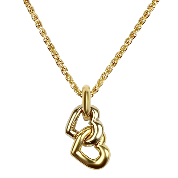 Cartier Estate 18k Yellow White Gold Double Heart Pendant Necklace Springer s