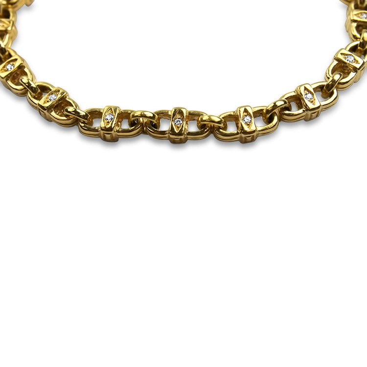 Estate Bracelet Estate 18k Yellow Gold Diamond Marine Link Bracelet