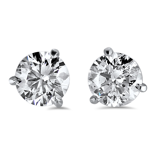 Estate Earring Estate Platinum 3-Prong Martini Style 2.02cts Diamond Stud Earrings
