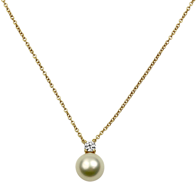 Estate Tiffany & Co. Necklaces and Pendants Tiffany & Co. Estate 18K Yellow Gold Signature Pearls Collection Pearl & Diamond Necklace