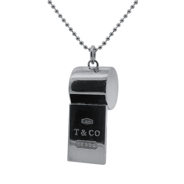 Tiffany & Co. Estate Sterling Silver Whistle Pendant Necklace