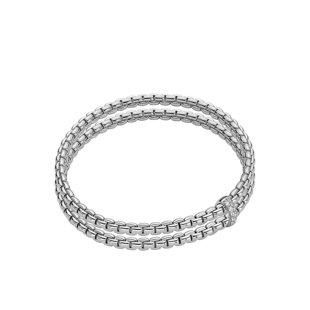 Fope Eka Flex'It 18K White Gold Double Row Diamond Bracelet