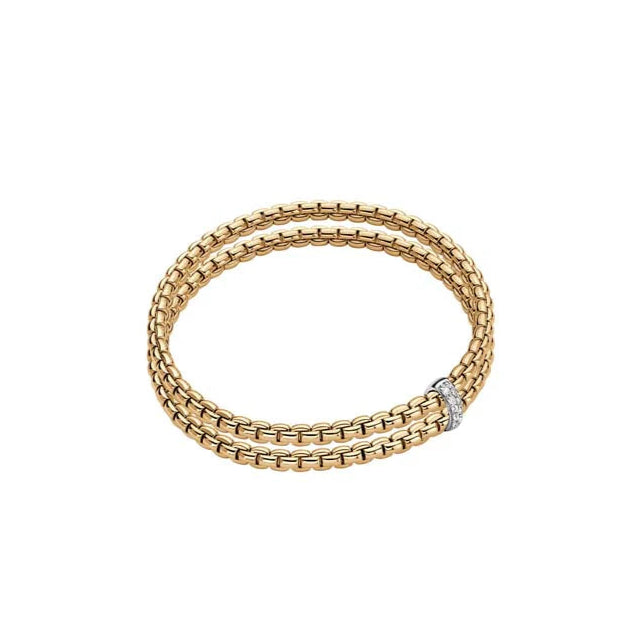 Fope Bracelet Fope Eka Flex’It 18k Yellow with White Gold Accents Double Row Diamond Bracelet - Medium