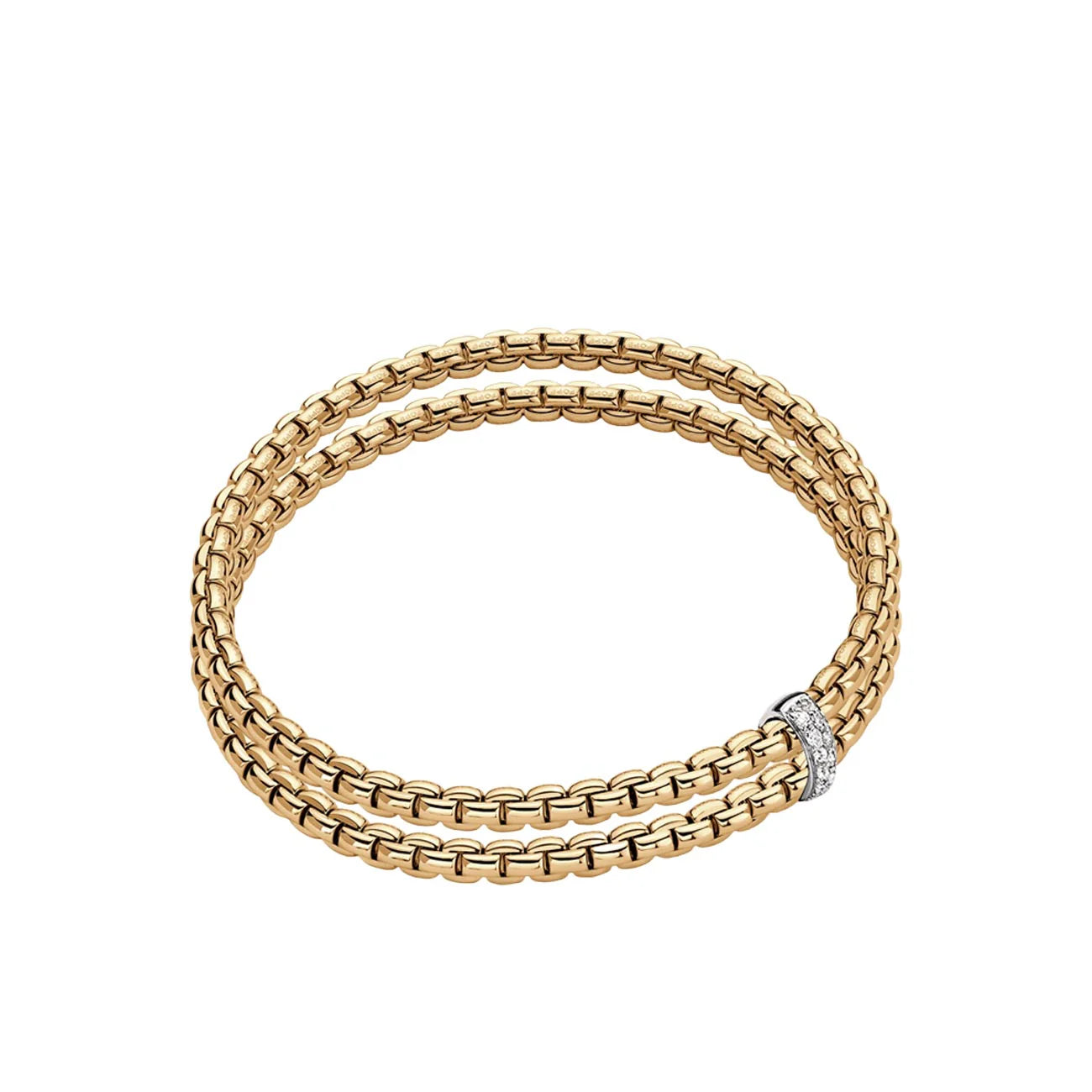 【まる】fope EKA MUSTHAVE BICOLOR FLEX'IT Fope Eka Flex'It 18K Yellow with White Gold Accents Double Row