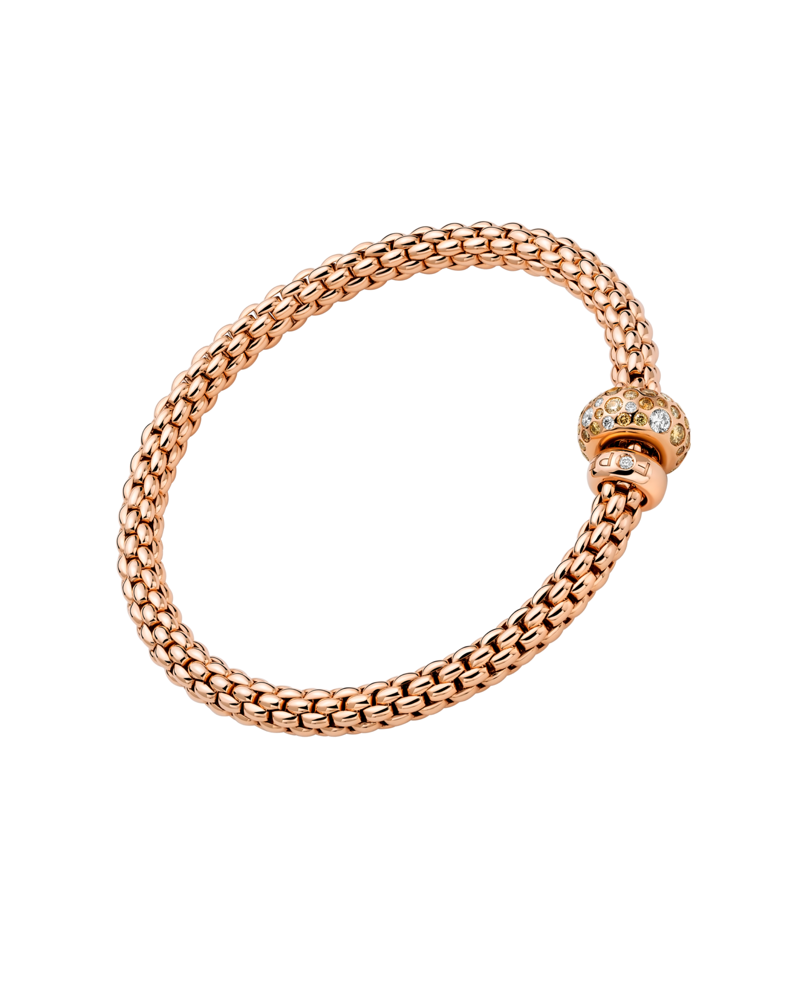 Fope Solo Flex'it 18k Rose Gold Diamond Bracelet - Medium | Maine
