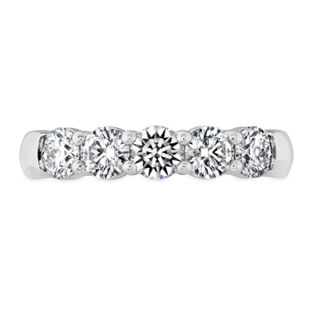 Hearts on Fire Engagement Wedding Band Hearts on Fire 18k White Gold Five-Stone Diamond Band 2.00 / GH/VS-SI / 6.5