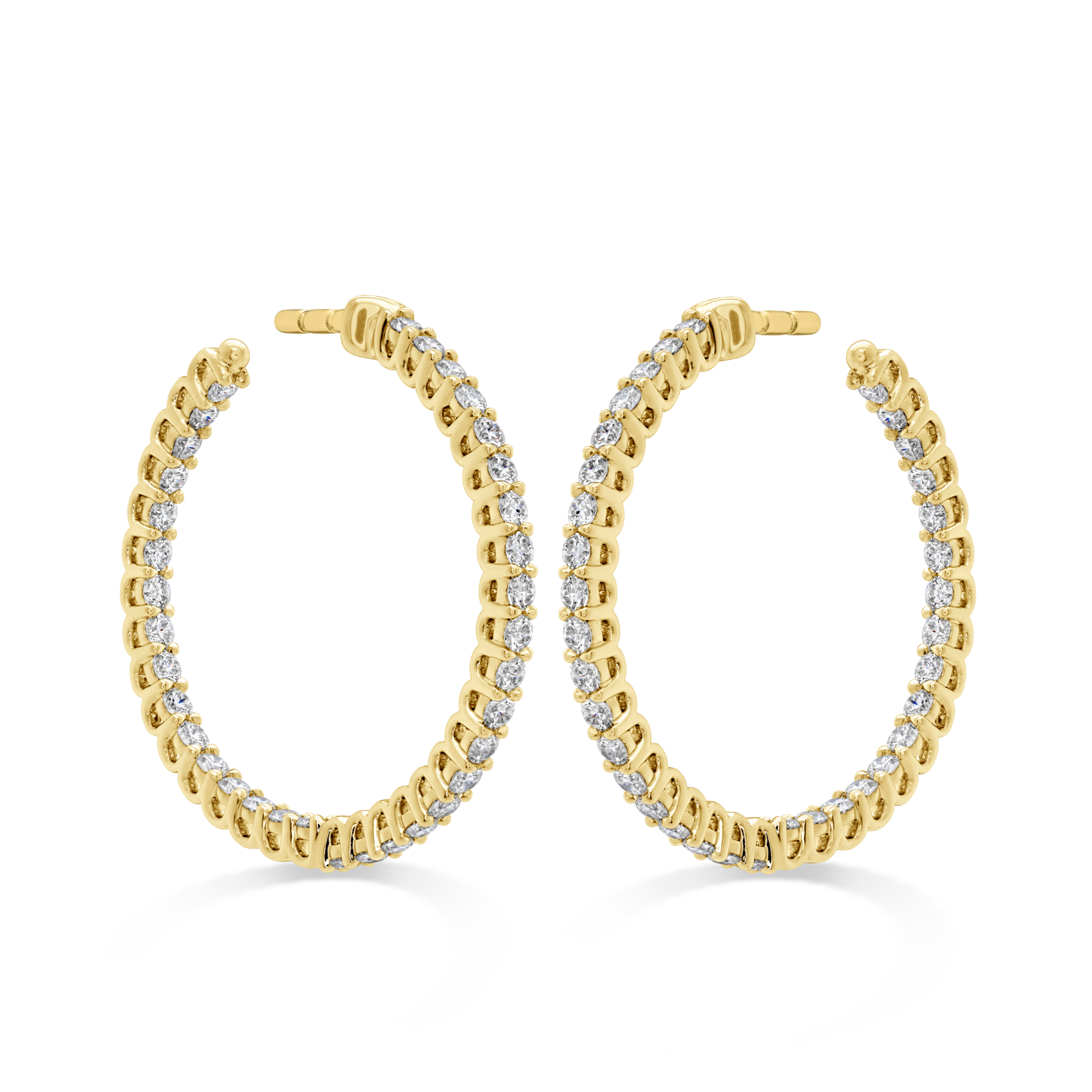 Hearts on Fire Earring Hearts on Fire 18k Yellow Gold Signature Round Inside Out Diamond Hoop - Small