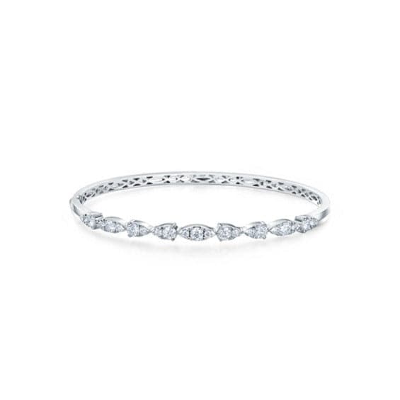 Hearts on Fire Bracelet Hearts on Fire Aerial 18K White Gold Dewdrop Diamond Bangle Bracelet