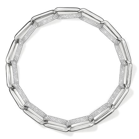 Hearts on Fire Necklaces and Pendants Hearts On Fire Inside Out 18k White Gold Elongated Diamond Link Necklace - 9.49ctw
