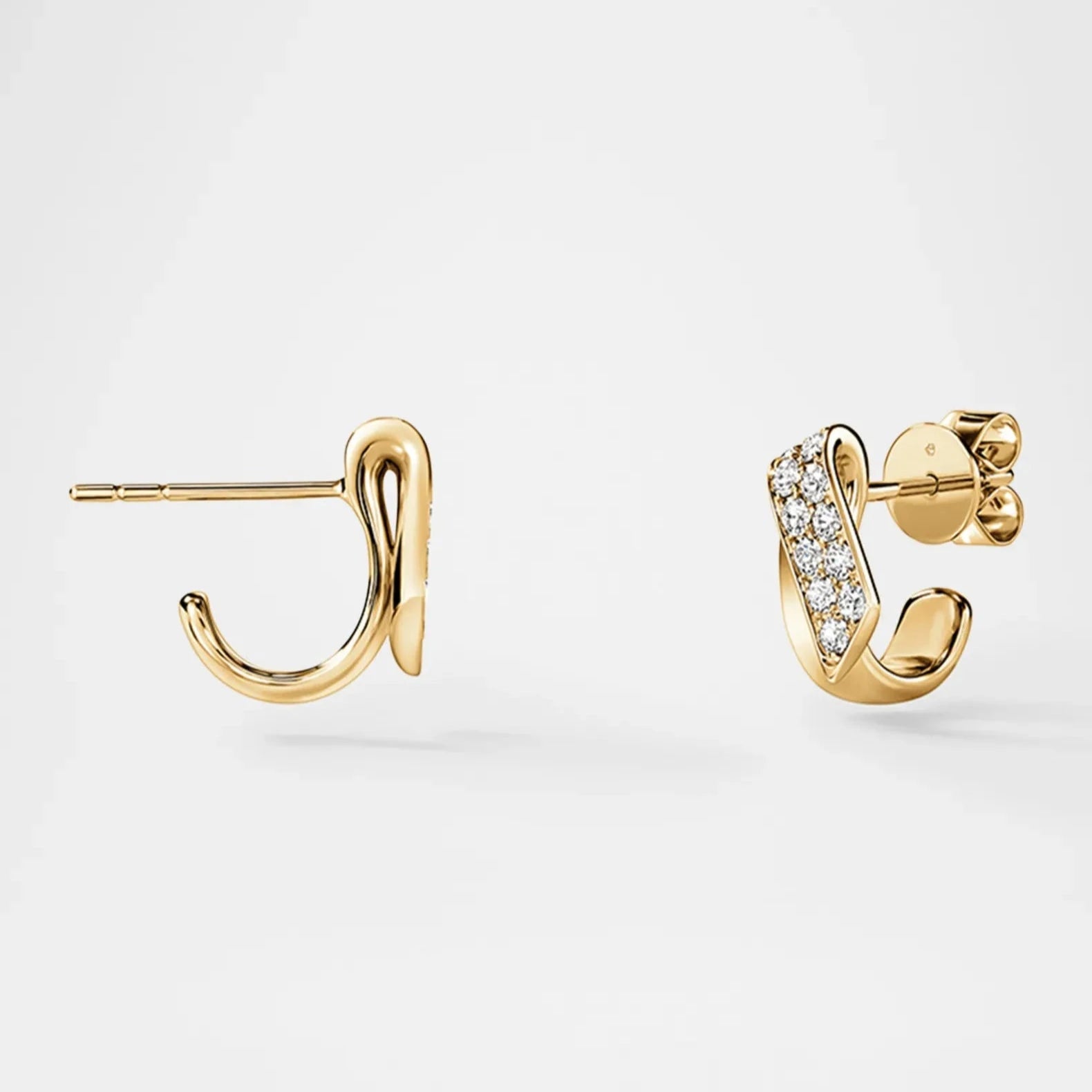 Hearts on Fire Earrings Hearts On Fire Inside Out 18k Yellow Gold Diamond Flip Huggie Earrings