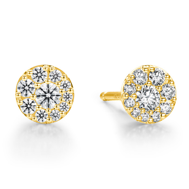 Hearts on Fire Earring Hearts on Fire Tessa Circle 18k Yellow Gold and Diamond Cluster Studs - 1.00ctw