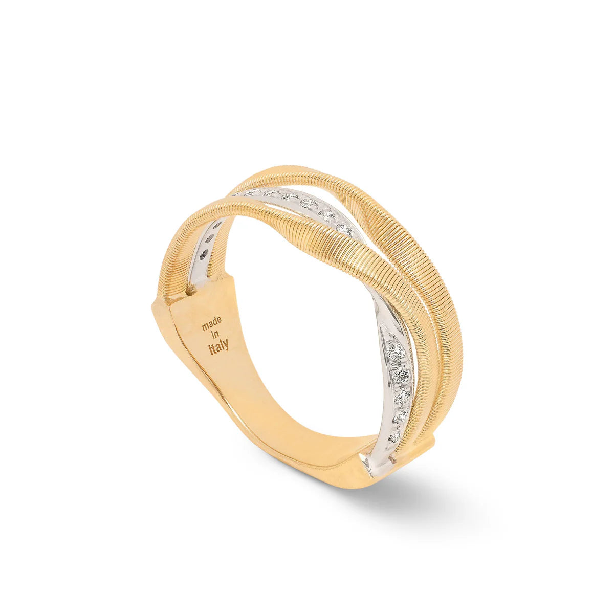 Marco Bicego 18k Yellow and White Gold Marrakech Diamond 3-Band