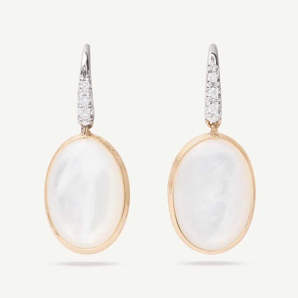 Marco Bicego Earrings Marco Bicego 18k Yellow and White Gold Siviglia Mother of Pearl & Diamond Drop Earrings