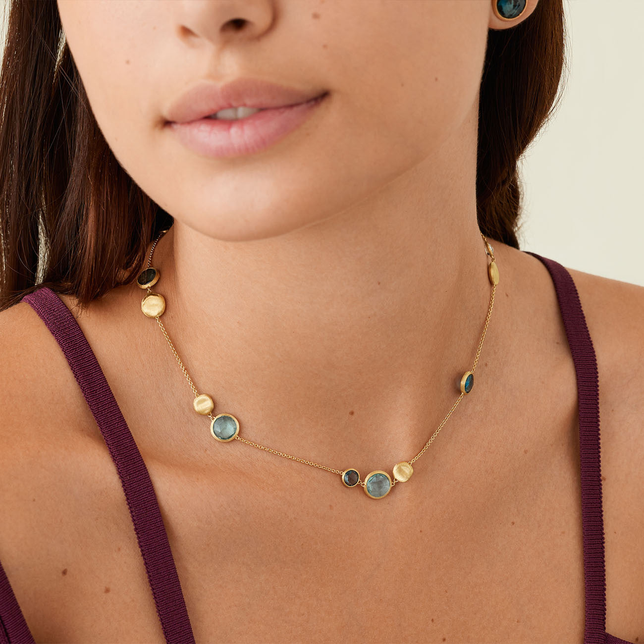 Marco Bicego Necklaces and Pendants Marco Bicego 18k Yellow Gold Jaipur Mixed Blue Topaz Necklace