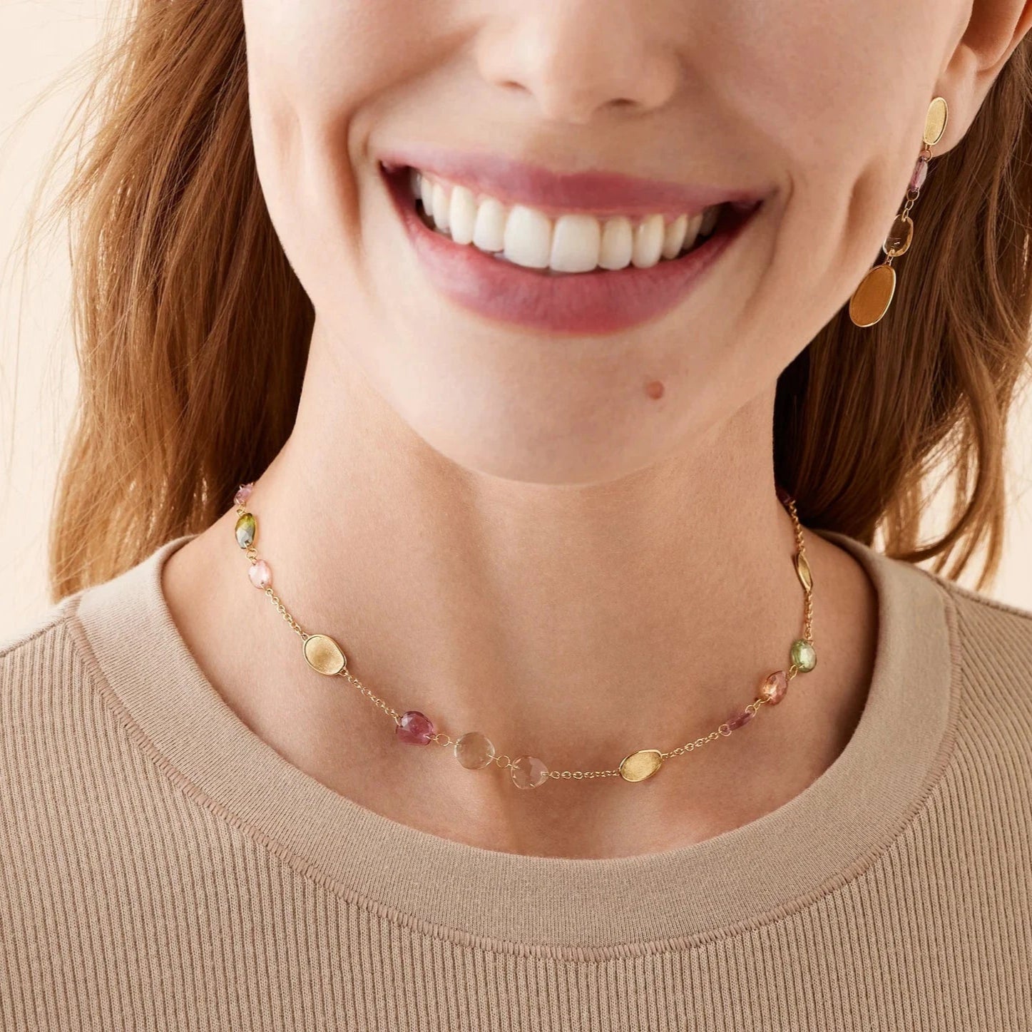 Marco Bicego Necklaces and Pendants Marco Bicego 18k Yellow Gold Lunaria Mixed Tourmaline Necklace