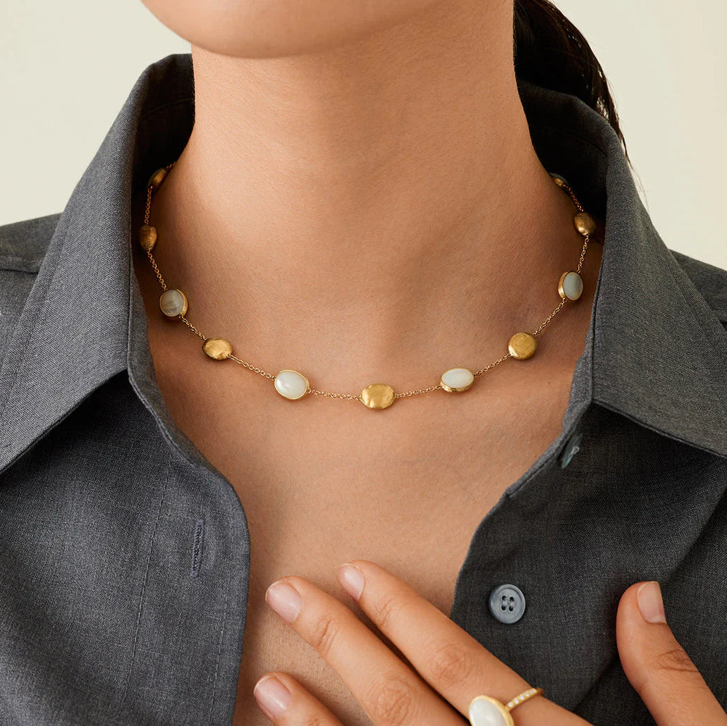 Marco Bicego Necklaces and Pendants Marco Bicego 18k Yellow Gold Siviglia Mother of Pearl & Gold Bead Station Necklace